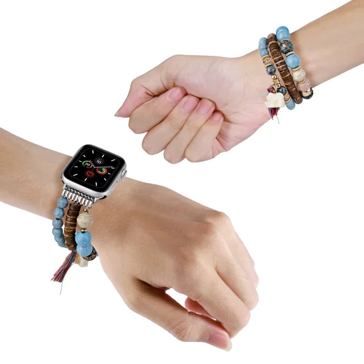 Uhrenarmband mit Elefantenanhänger und Perlen, für Apple Watch 2 (42 mm), Apple Watch 2 (38 mm), Apple Watch (42 mm) und Apple Watch (38 mm)