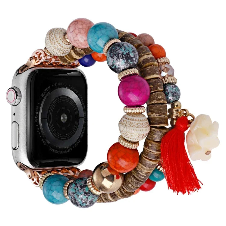 Uhrenarmband mit Elefantenanhänger und Perlen, für Apple Watch 2 (42 mm), Apple Watch 2 (38 mm), Apple Watch (42 mm) und Apple Watch (38 mm)