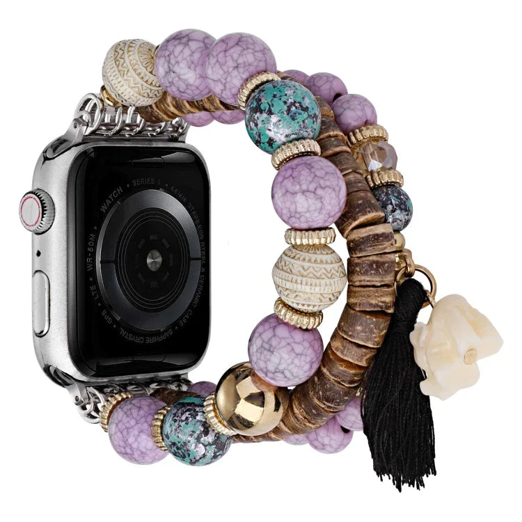 Uhrenarmband mit Elefantenanhänger und Perlen, für Apple Watch 2 (42 mm), Apple Watch 2 (38 mm), Apple Watch (42 mm) und Apple Watch (38 mm)