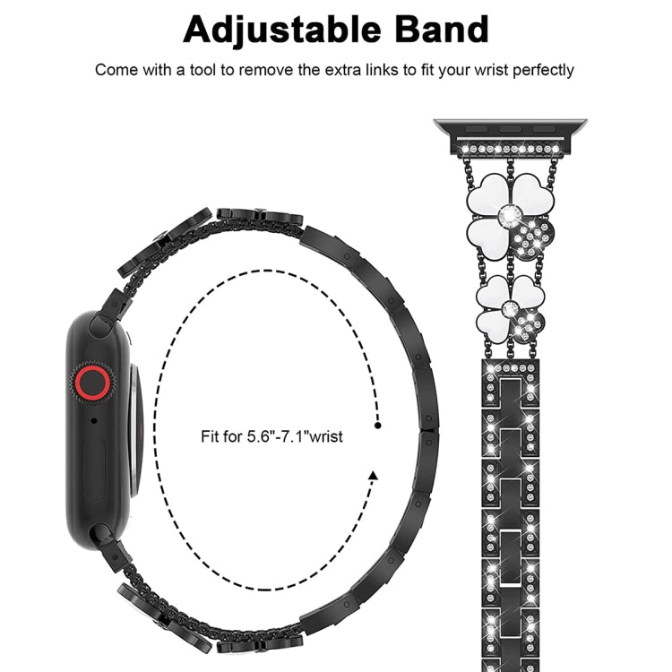 Petal-Metall-Diamant-Armband, für Apple Watch SE 2023 44mm, für Apple Watch Ultra 49mm, für Apple Watch 8 41mm, für Apple Watch 8 45mm, für Apple Watch 7 41mm, für Apple Watch 7 45mm, für Apple Watch SE 2023 40mm, für Apple Watch SE 2022 40mm