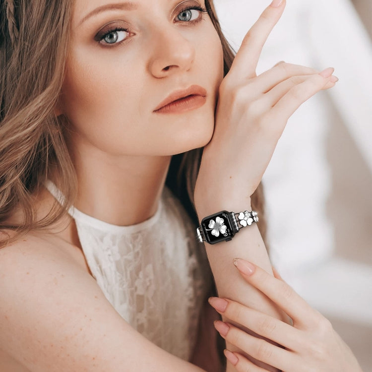 Petal-Metall-Diamant-Armband, für Apple Watch SE 2023 44mm, für Apple Watch Ultra 49mm, für Apple Watch 8 41mm, für Apple Watch 8 45mm, für Apple Watch 7 41mm, für Apple Watch 7 45mm, für Apple Watch SE 2023 40mm, für Apple Watch SE 2022 40mm