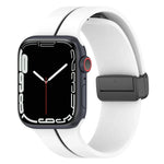 Zweifarbiges Silikon-Armband mit Faltschließe, passend für Apple Watch 9 (45 mm) und Apple Watch 9 (41 mm).