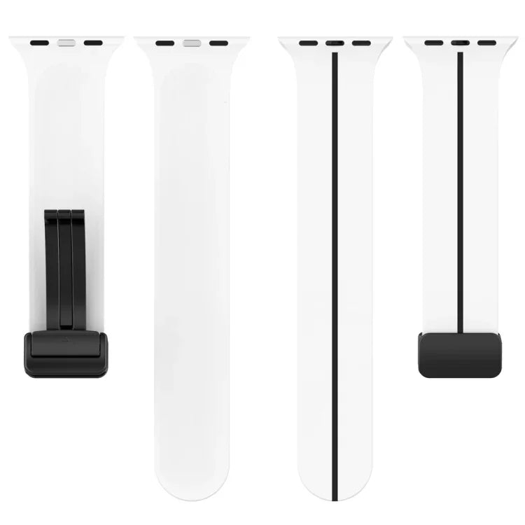 Zweifarbiges Silikon-Armband mit Faltschließe, passend für Apple Watch 9 (45 mm) und Apple Watch 9 (41 mm).