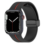 Zweifarbiges Silikon-Armband mit Faltschließe, passend für Apple Watch 9 (45 mm) und Apple Watch 9 (41 mm).
