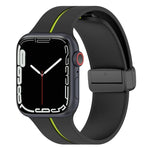 Zweifarbiges Silikon-Armband mit Faltschließe, passend für Apple Watch 9 (45 mm) und Apple Watch 9 (41 mm).