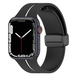 Zweifarbiges Silikon-Armband mit Faltschließe, passend für Apple Watch 9 (45 mm) und Apple Watch 9 (41 mm).
