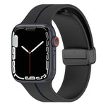 Zweifarbiges Silikon-Armband mit Faltschließe, passend für Apple Watch 9 (45 mm) und Apple Watch 9 (41 mm).