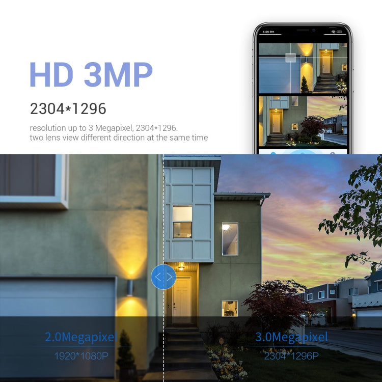 ESCAM PT210 2x3MP Dual-Objektiv-Kamera mit Dual-Screen-Monitor, WLAN-Funktion, Unterstützung für Zwei-Wege-Sprach- und Bewegungserkennung sowie Cloud-Speicherung, PT210