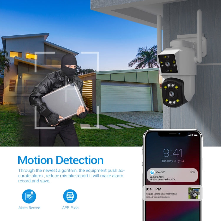 ESCAM PT210 2x3MP Dual-Objektiv-Kamera mit Dual-Screen-Monitor, WLAN-Funktion, Unterstützung für Zwei-Wege-Sprach- und Bewegungserkennung sowie Cloud-Speicherung, PT210