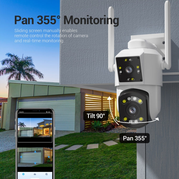 ESCAM PT210 2x3MP Dual-Objektiv-Kamera mit Dual-Screen-Monitor, WLAN-Funktion, Unterstützung für Zwei-Wege-Sprach- und Bewegungserkennung sowie Cloud-Speicherung, PT210