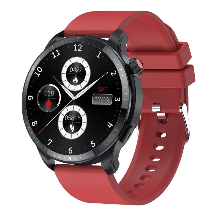 T52 1,39 Zoll IP67 Wasserdichte Smartwatch mit Silikonarmband, unterstützt Bluetooth-Anrufe, Blutsauerstoff- und Körpertemperaturmessung, Silikonarmband (Blau), Silikonarmband (Schwarz), Lederarmband (Rot)