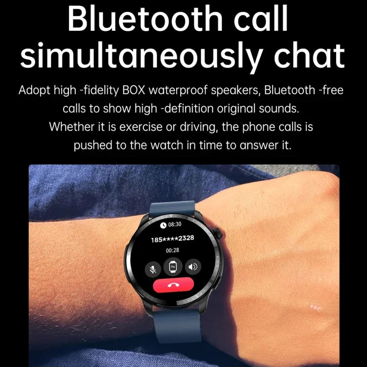 T52 1,39 Zoll IP67 Wasserdichte Smartwatch mit Silikonarmband, unterstützt Bluetooth-Anrufe, Blutsauerstoff- und Körpertemperaturmessung, Silikonarmband (Blau), Silikonarmband (Schwarz), Lederarmband (Rot)