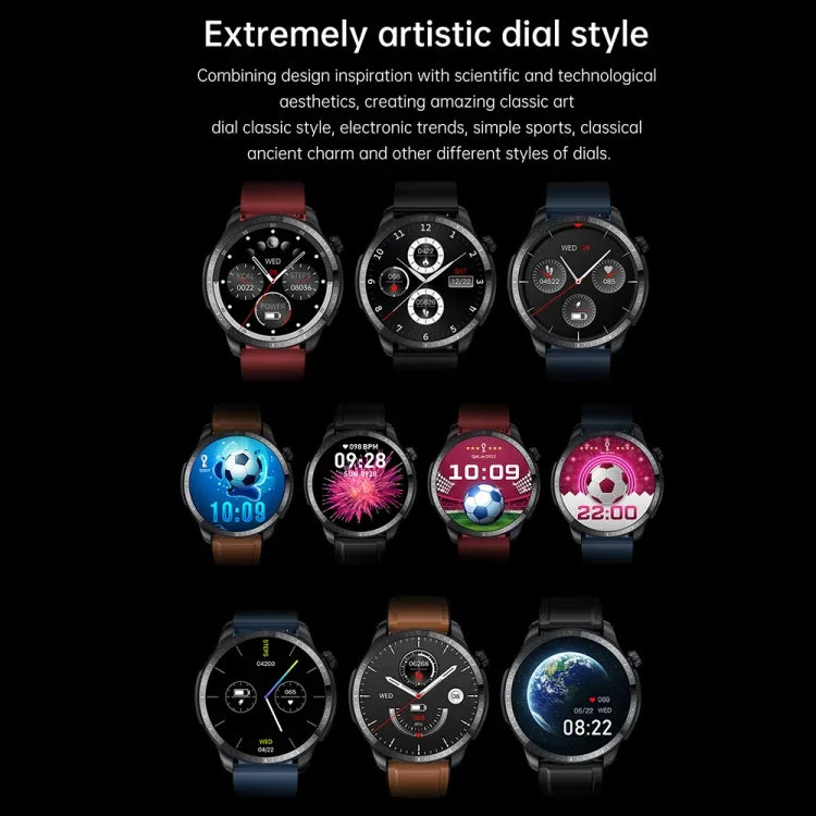 T52 1,39 Zoll IP67 Wasserdichte Smartwatch mit Silikonarmband, unterstützt Bluetooth-Anrufe, Blutsauerstoff- und Körpertemperaturmessung, Silikonarmband (Blau), Silikonarmband (Schwarz), Lederarmband (Rot)