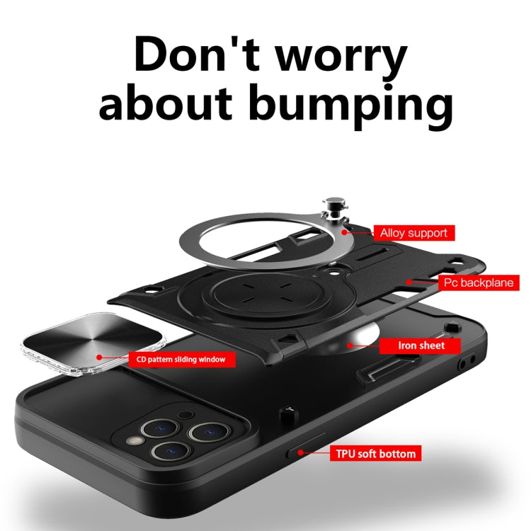 CD Textur Sliding Camshield Magnetische Halterung Handyhülle, Für iPhone 11, Für iPhone 11 Pro