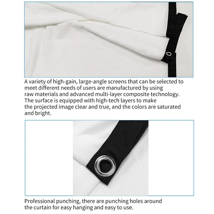 Einfache faltbare dünne Polyester Projektor-Folienvorhang, 30 Zoll 16:9, 150 Zoll 4:3, 180 Zoll 16:9, 150 Zoll 16:9, 200 Zoll 16:9