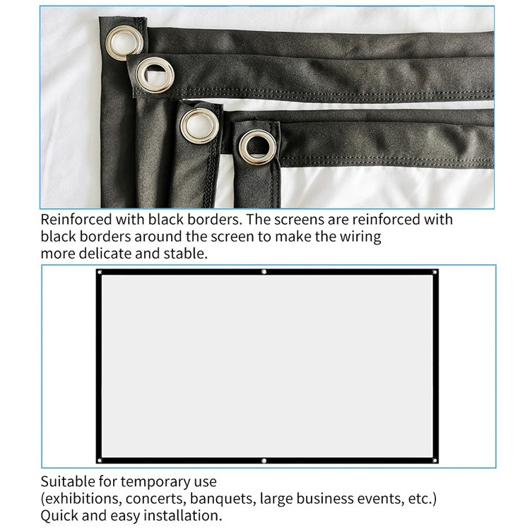 Einfache faltbare dünne Polyester Projektor-Folienvorhang, 30 Zoll 16:9, 150 Zoll 4:3, 180 Zoll 16:9, 150 Zoll 16:9, 200 Zoll 16:9