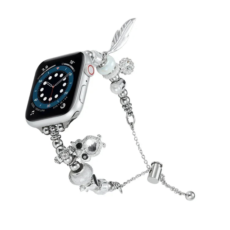 Perlenarmband Metall Uhrenarmband, für Apple Watch 8 45mm, für Apple Watch SE 2022 40mm, für Apple Watch SE 2022 44mm, für Apple Watch 7 41mm, für Apple Watch 7 45mm, für Apple Watch SE 40mm, für Apple Watch SE 44mm, für Apple Watch 6 40mm