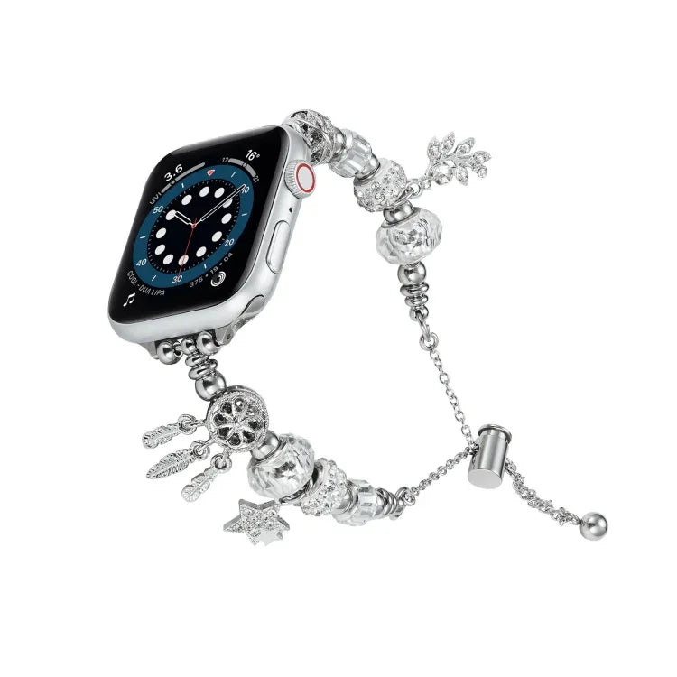Perlenarmband Metall Uhrenarmband, für Apple Watch 8 45mm, für Apple Watch SE 2022 40mm, für Apple Watch SE 2022 44mm, für Apple Watch 7 41mm, für Apple Watch 7 45mm, für Apple Watch SE 40mm, für Apple Watch SE 44mm, für Apple Watch 6 40mm