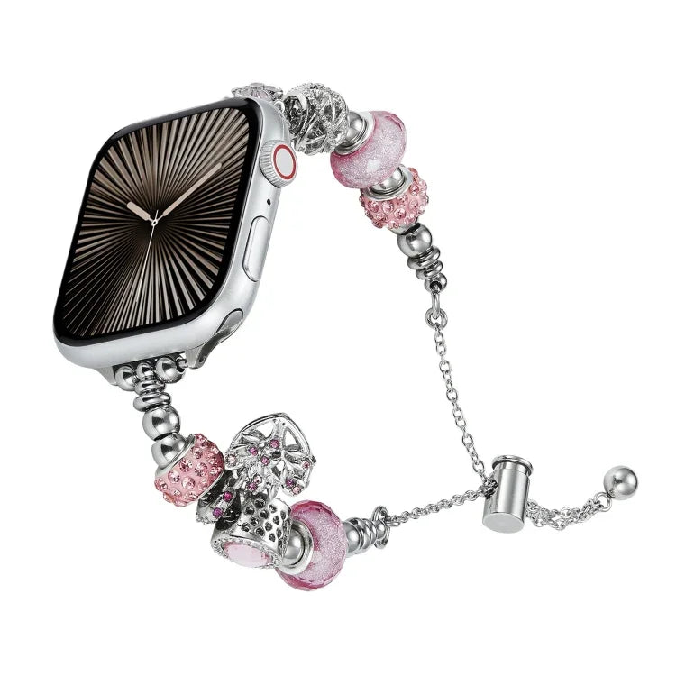 Perlenarmband Metallarmband, für Apple Watch Series 10 46mm, für Apple Watch Series 10 42mm, für Apple Watch SE 2023 44mm, für Apple Watch SE 2023 40mm, für Apple Watch Ultra 2 49mm, für Apple Watch 9 45mm, für Apple Watch 9 41mm