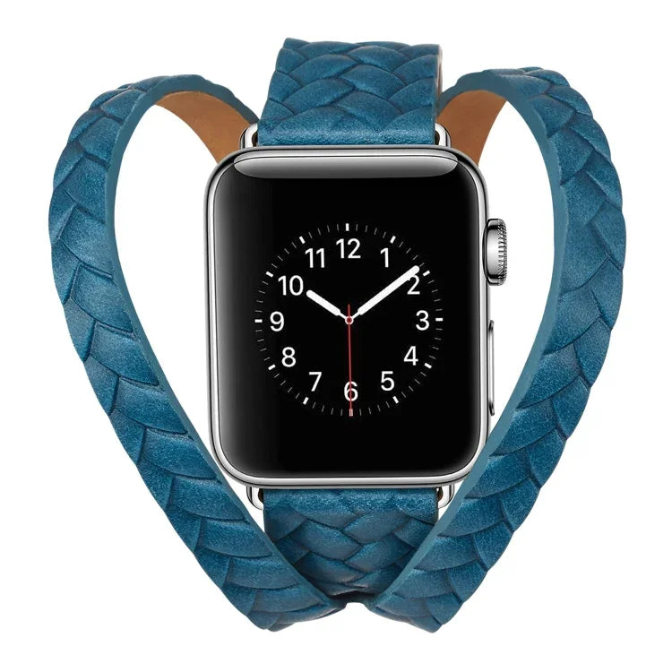 Hochwertiges Lederarmband mit geprägter Krone, passend für Apple Watch Series 5 &amp; 4 (40 mm), 3, 2 &amp; 1 (38 mm) und Apple Watch Series 7 (45 mm), 6, SE, 5 &amp; 4 (44 mm) sowie 3, 2 &amp; 1 (42 mm).