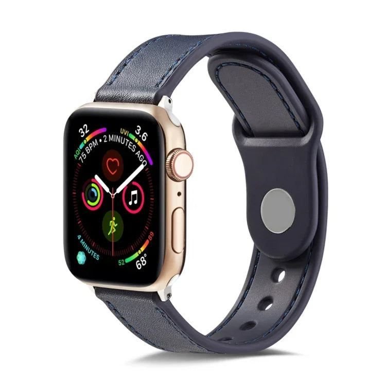Uhrenarmband mit einfacher Schnalle aus TPU und Echtleder, für Apple Watch Series 7 41 mm / 6 &amp; SE &amp; 5 &amp; 4 40 mm / 3 &amp; 2 &amp; 1 38 mm, für Apple Watch Series 7 45 mm / 6 &amp; SE &amp; 5 &amp; 4 44 mm / 3 &amp; 2 &amp; 1 42 mm ...