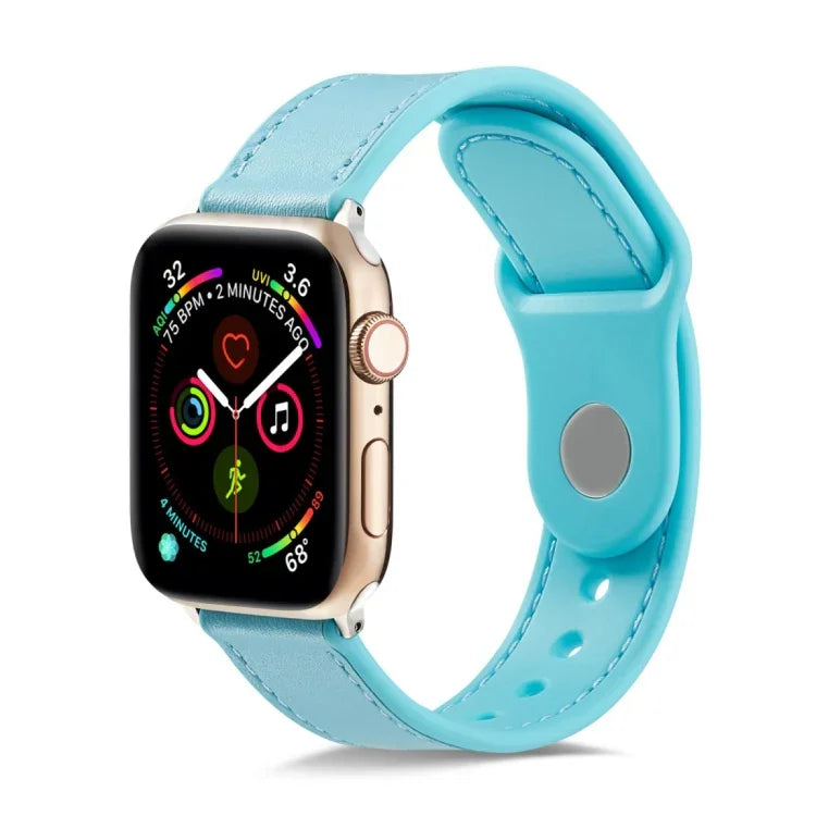 Uhrenarmband mit einfacher Schnalle aus TPU und Echtleder, für Apple Watch Series 7 41 mm / 6 &amp; SE &amp; 5 &amp; 4 40 mm / 3 &amp; 2 &amp; 1 38 mm, für Apple Watch Series 7 45 mm / 6 &amp; SE &amp; 5 &amp; 4 44 mm / 3 &amp; 2 &amp; 1 42 mm ...
