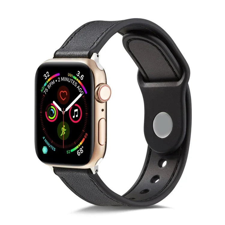 Uhrenarmband mit einfacher Schnalle aus TPU und Echtleder, für Apple Watch Series 7 41 mm / 6 &amp; SE &amp; 5 &amp; 4 40 mm / 3 &amp; 2 &amp; 1 38 mm, für Apple Watch Series 7 45 mm / 6 &amp; SE &amp; 5 &amp; 4 44 mm / 3 &amp; 2 &amp; 1 42 mm ...