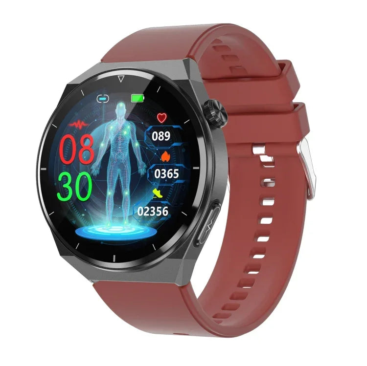 TK20 Smartwatch mit 1,39 Zoll Silikonarmband, unterstützt EKG, Fernüberwachung für Angehörige und Körpertemperaturmessung, Silikonarmband (Rot), Silikonarmband (Schwarz), Silikonarmband (Blau)