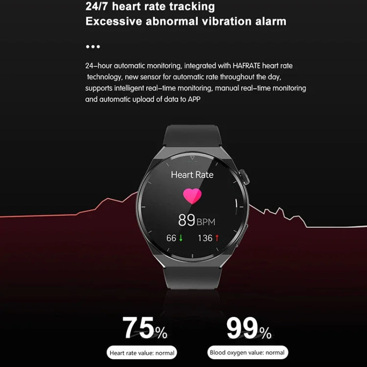 TK20 Smartwatch mit 1,39 Zoll Silikonarmband, unterstützt EKG, Fernüberwachung für Angehörige und Körpertemperaturmessung, Silikonarmband (Rot), Silikonarmband (Schwarz), Silikonarmband (Blau)