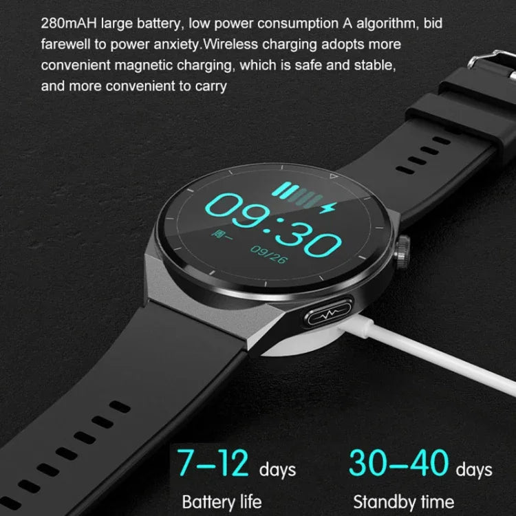 TK20 Smartwatch mit 1,39 Zoll Silikonarmband, unterstützt EKG, Fernüberwachung für Angehörige und Körpertemperaturmessung, Silikonarmband (Rot), Silikonarmband (Schwarz), Silikonarmband (Blau)