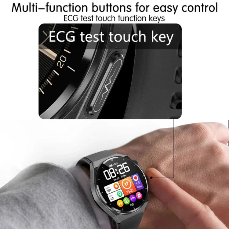 TK20 Smartwatch mit 1,39 Zoll Silikonarmband, unterstützt EKG, Fernüberwachung für Angehörige und Körpertemperaturmessung, Silikonarmband (Rot), Silikonarmband (Schwarz), Silikonarmband (Blau)