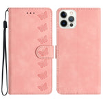 Sieben Schmetterlinge Geprägte Leder-Handyhülle, Für iPhone 14 Pro Max, Für iPhone 13 Pro Max, Für iPhone 13 Pro, Für iPhone 13, Für iPhone 13 mini, Für iPhone 12, Für iPhone 12 Pro Max, Für iPhone 12 Pro