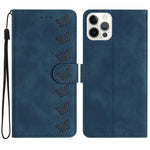 Sieben Schmetterlinge Geprägte Leder-Handyhülle, Für iPhone 14 Pro Max, Für iPhone 13 Pro Max, Für iPhone 13 Pro, Für iPhone 13, Für iPhone 13 mini, Für iPhone 12, Für iPhone 12 Pro Max, Für iPhone 12 Pro