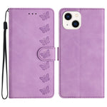 Sieben Schmetterlinge Geprägte Leder-Handyhülle, Für iPhone 14 Pro Max, Für iPhone 13 Pro Max, Für iPhone 13 Pro, Für iPhone 13, Für iPhone 13 mini, Für iPhone 12, Für iPhone 12 Pro Max, Für iPhone 12 Pro