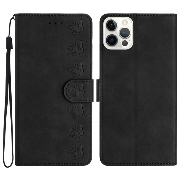 Sieben Schmetterlinge Geprägte Leder-Handyhülle, Für iPhone 14 Pro Max, Für iPhone 13 Pro Max, Für iPhone 13 Pro, Für iPhone 13, Für iPhone 13 mini, Für iPhone 12, Für iPhone 12 Pro Max, Für iPhone 12 Pro