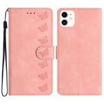 Sieben Schmetterlinge Geprägte Leder-Handyhülle, Für iPhone 14 Pro Max, Für iPhone 13 Pro Max, Für iPhone 13 Pro, Für iPhone 13, Für iPhone 13 mini, Für iPhone 12, Für iPhone 12 Pro Max, Für iPhone 12 Pro