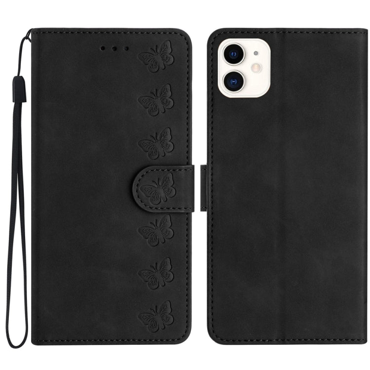Sieben Schmetterlinge Geprägte Leder-Handyhülle, Für iPhone 14 Pro Max, Für iPhone 13 Pro Max, Für iPhone 13 Pro, Für iPhone 13, Für iPhone 13 mini, Für iPhone 12, Für iPhone 12 Pro Max, Für iPhone 12 Pro