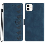 Sieben Schmetterlinge Geprägte Leder-Handyhülle, Für iPhone 14 Pro Max, Für iPhone 13 Pro Max, Für iPhone 13 Pro, Für iPhone 13, Für iPhone 13 mini, Für iPhone 12, Für iPhone 12 Pro Max, Für iPhone 12 Pro