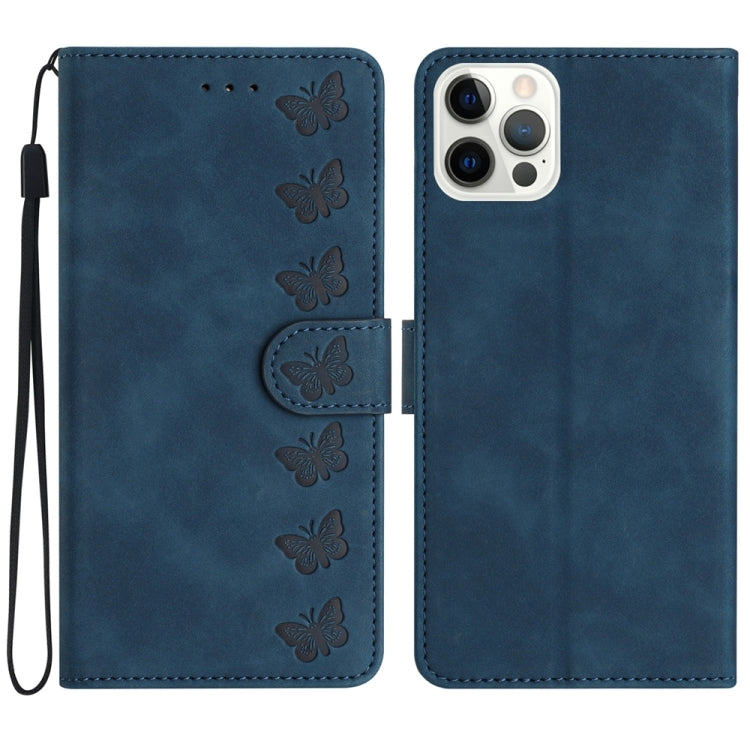 Sieben Schmetterlinge Geprägte Leder-Handyhülle, Für iPhone 14 Pro Max, Für iPhone 13 Pro Max, Für iPhone 13 Pro, Für iPhone 13, Für iPhone 13 mini, Für iPhone 12, Für iPhone 12 Pro Max, Für iPhone 12 Pro