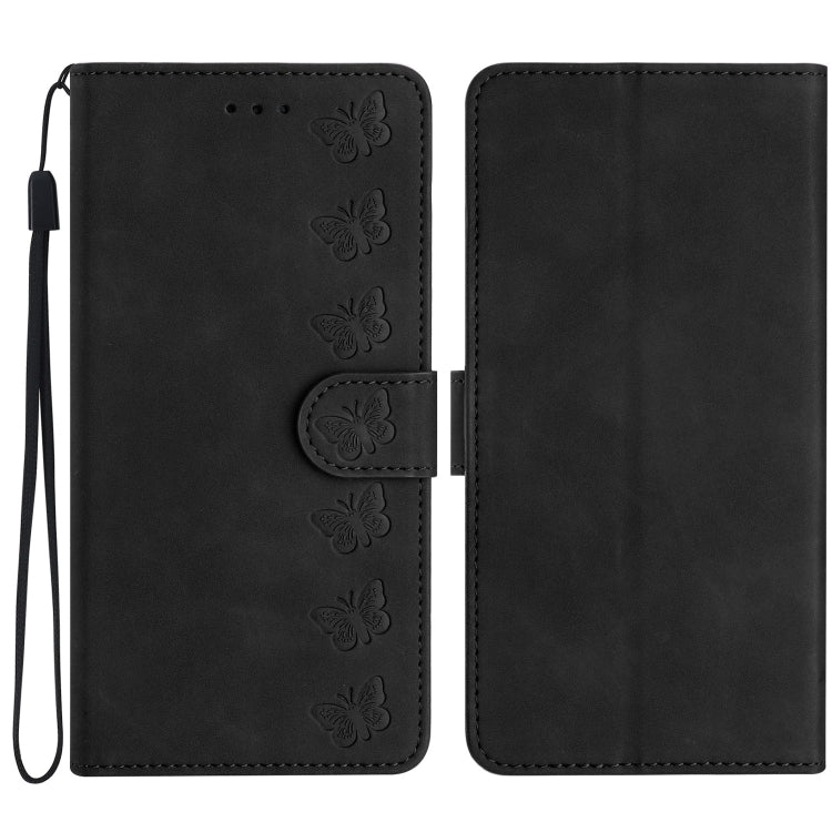 Handyhülle aus geprägtem Leder mit sieben Schmetterlingen, für iPhone 16e / 17e, für iPhone 17 Pro Max, für iPhone 17 Pro, für iPhone 17, für iPhone Air, für iPhone 16 Pro Max, für iPhone 16 Pro, für iPhone 16 Plus
