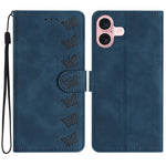 Handyhülle aus geprägtem Leder mit sieben Schmetterlingen, für iPhone 16e / 17e, für iPhone 17 Pro Max, für iPhone 17 Pro, für iPhone 17, für iPhone Air, für iPhone 16 Pro Max, für iPhone 16 Pro, für iPhone 16 Plus