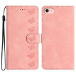 Handyhülle aus geprägtem Leder mit sieben Schmetterlingen, für iPhone 16e / 17e, für iPhone 17 Pro Max, für iPhone 17 Pro, für iPhone 17, für iPhone Air, für iPhone 16 Pro Max, für iPhone 16 Pro, für iPhone 16 Plus
