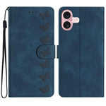 Handyhülle aus geprägtem Leder mit sieben Schmetterlingen, für iPhone 16e / 17e, für iPhone 17 Pro Max, für iPhone 17 Pro, für iPhone 17, für iPhone Air, für iPhone 16 Pro Max, für iPhone 16 Pro, für iPhone 16 Plus