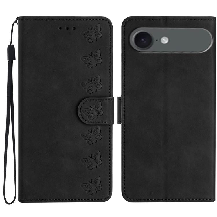 Handyhülle aus geprägtem Leder mit sieben Schmetterlingen, für iPhone 16e / 17e, für iPhone 17 Pro Max, für iPhone 17 Pro, für iPhone 17, für iPhone Air, für iPhone 16 Pro Max, für iPhone 16 Pro, für iPhone 16 Plus