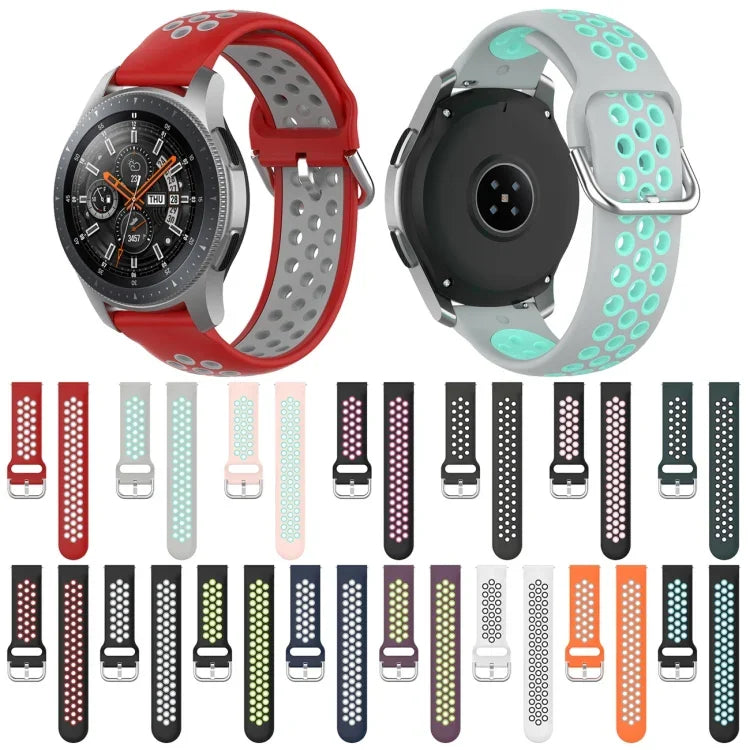 Universelles zweifarbiges Silikon-Ersatzarmband für Sportuhren, passend für Samsung Galaxy Watch 46 mm / Gear S3, Huawei Watch GT2 / Honor Magic Watch 2 46 mm