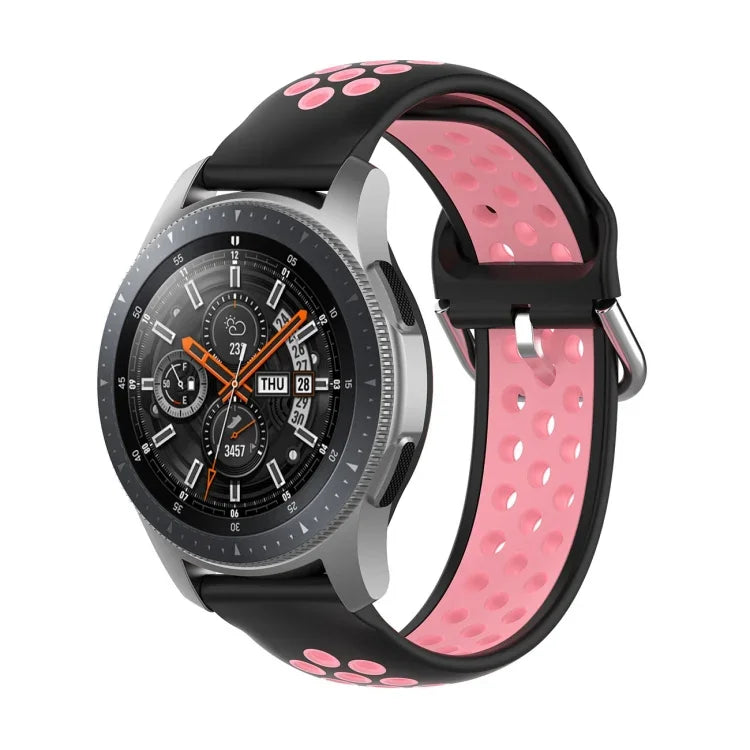 Universelles zweifarbiges Silikon-Ersatzarmband für Sportuhren, passend für Samsung Galaxy Watch 46 mm / Gear S3, Huawei Watch GT2 / Honor Magic Watch 2 46 mm