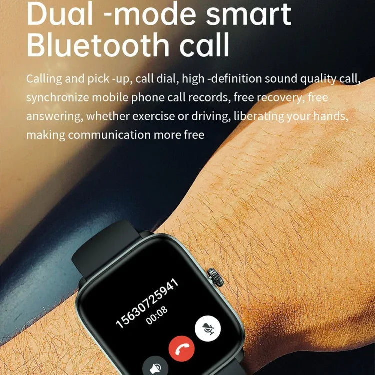 T20 Smartwatch mit 1,96 Zoll (5 cm) Durchmesser, IP67 wasserdicht, Silikonarmband, unterstützt Dual-Mode-Bluetooth-Anrufe und Herzfrequenzmessung
