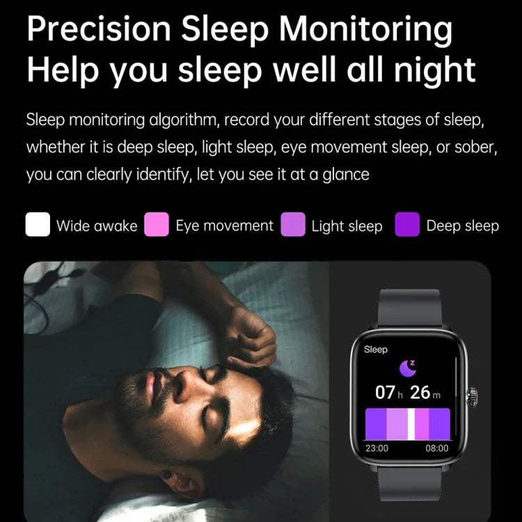 T20 Smartwatch mit 1,96 Zoll (5 cm) Durchmesser, IP67 wasserdicht, Silikonarmband, unterstützt Dual-Mode-Bluetooth-Anrufe und Herzfrequenzmessung
