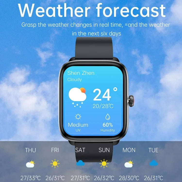 T20 Smartwatch mit 1,96 Zoll (5 cm) Durchmesser, IP67 wasserdicht, Silikonarmband, unterstützt Dual-Mode-Bluetooth-Anrufe und Herzfrequenzmessung