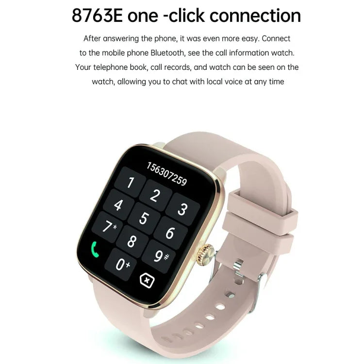 T20 Smartwatch mit 1,96 Zoll (5 cm) Durchmesser, IP67 wasserdicht, Silikonarmband, unterstützt Dual-Mode-Bluetooth-Anrufe und Herzfrequenzmessung
